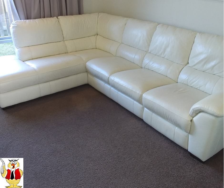 White leather lounge after professional leather cleaning