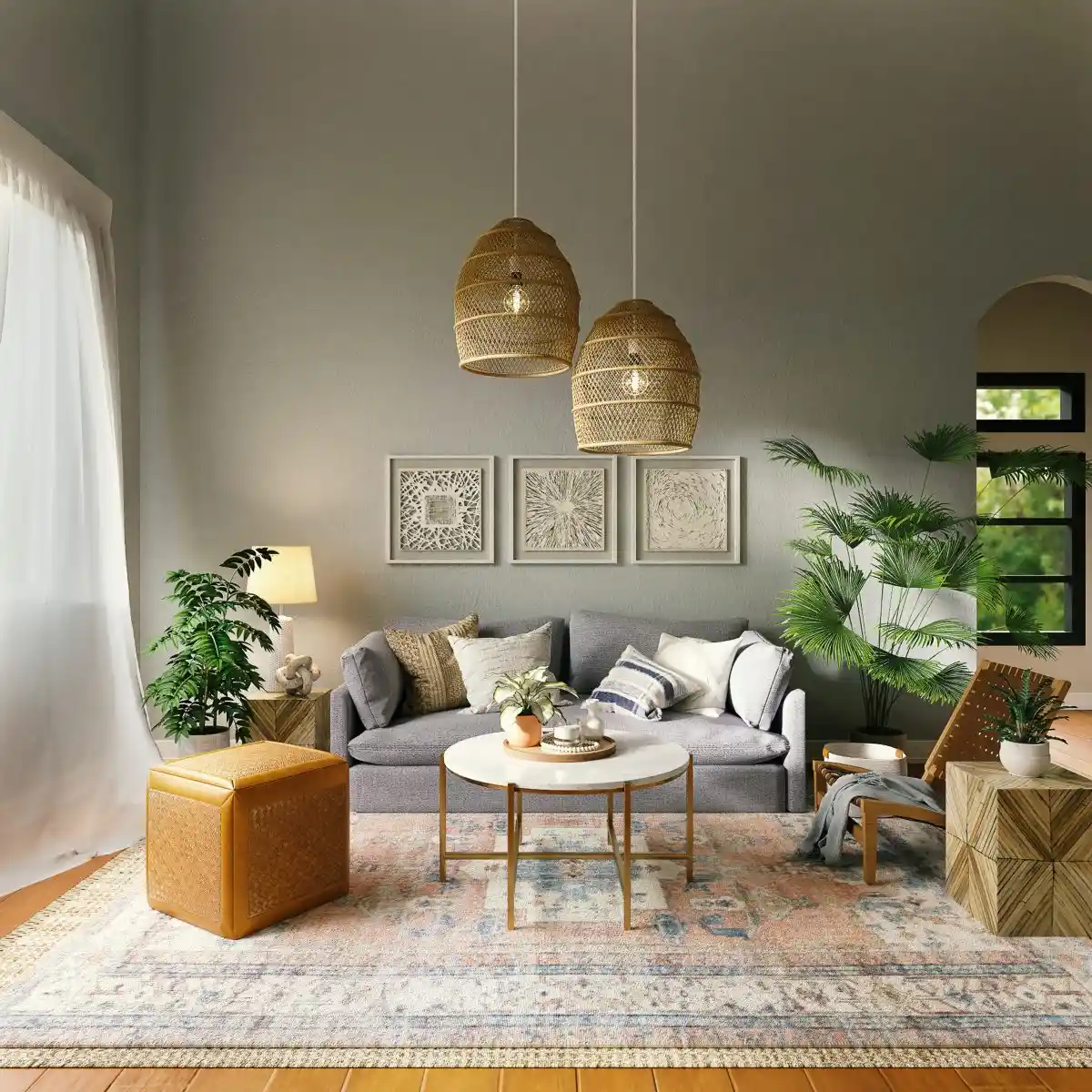 living room Dog in Pastel-Coloured Lounge Room
